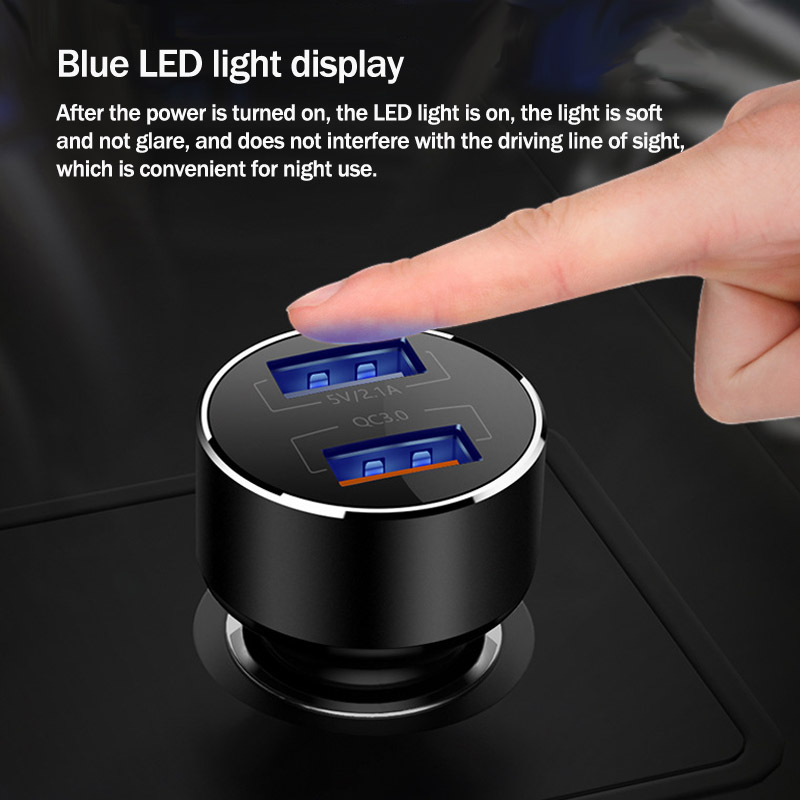 USB Car Charger With Blue LED Light QC3.0 3.1A Quick Charge Dual USB Car Phone Charger Adapter for Mobile Phone Tablet