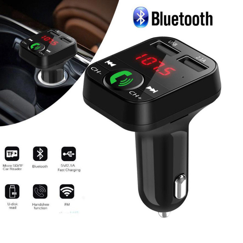 Bluetooth 5.0 Car Kit FM Transmitter Wireless Handsfree Audio Receiver Auto Car MP3 Music Player Dual USB Car Charger