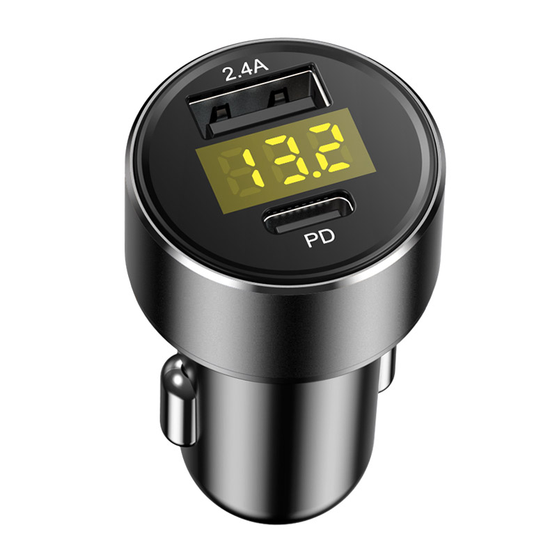 USB Car Charger Quick Charge 2.4A Type C PD18W Voltage Detection Dual Output Adapter For iPhone Xiaomi Mobile Phone