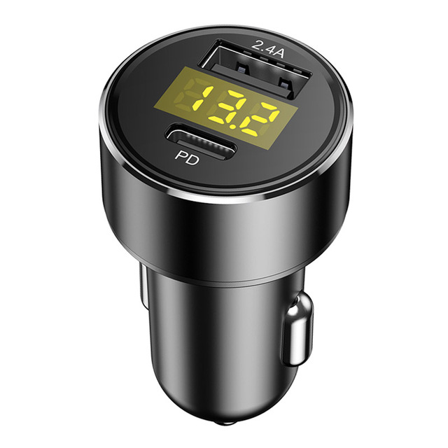 USB Car Charger Quick Charge 2.4A Type C PD18W Voltage Detection Dual Output Adapter For iPhone Xiaomi Mobile Phone