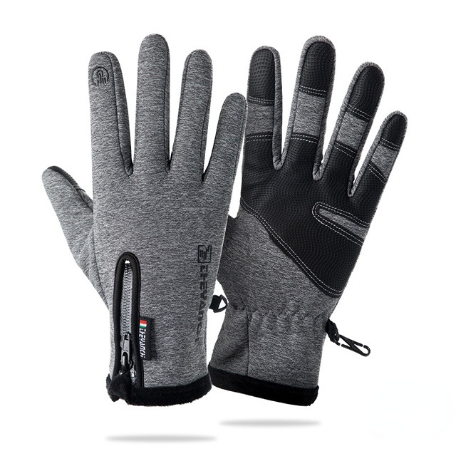 Touch Screen Warm Winter Bike Cycling Gloves Waterproof Windproof Zipper Breathable Full Finger Non-slip Outdoor Sport Gloves