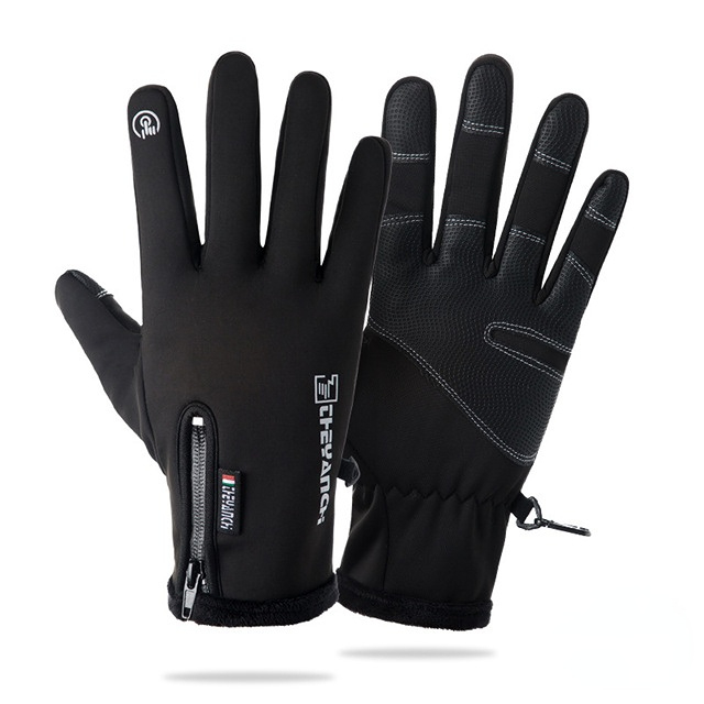Touch Screen Warm Winter Bike Cycling Gloves Waterproof Windproof Zipper Breathable Full Finger Non-slip Outdoor Sport Gloves