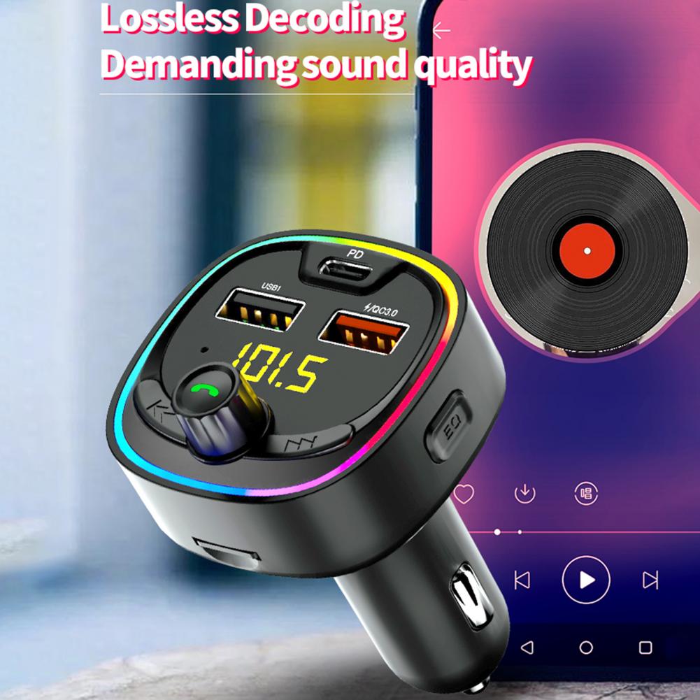Car MP3 Player Memory Function QC3.0 Black Noise Reduction Bluetooth-compatible Charger FM Modulator for Auto
