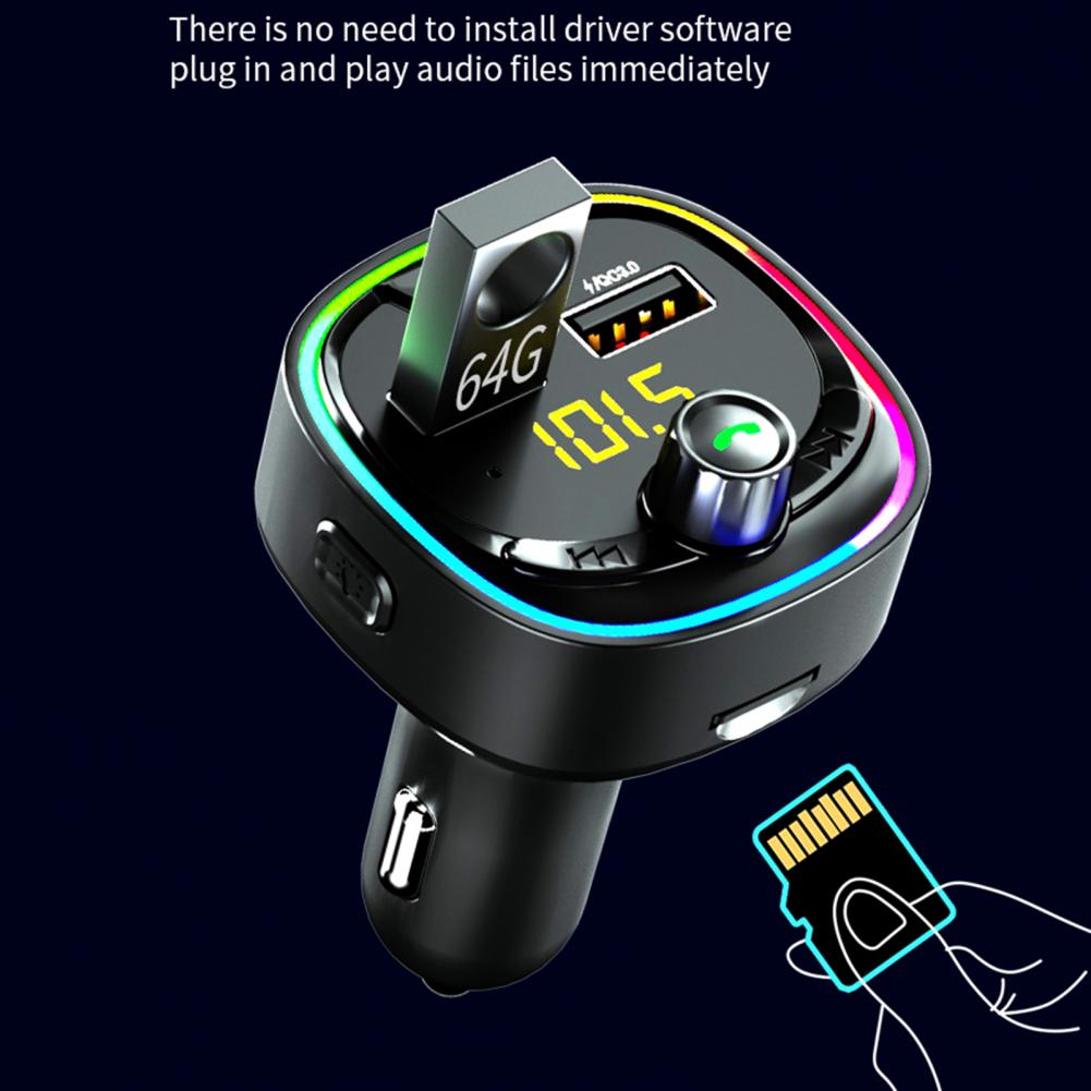 Car MP3 Player Memory Function QC3.0 Black Noise Reduction Bluetooth-compatible Charger FM Modulator for Auto