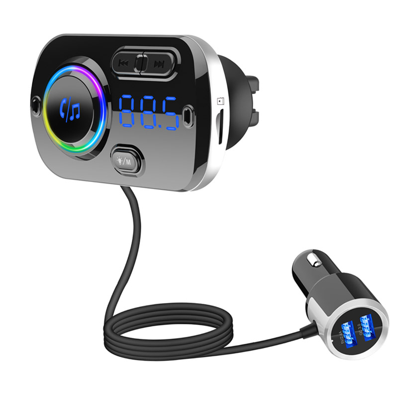 Bluetooth 5.0 Carkit Handsfree FM Transmitter AUX Audio Car Player A2DP Wireless Car MP3 Player Support TF Card Playback