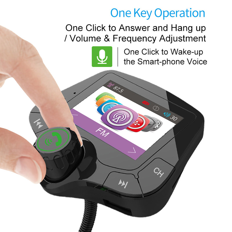 Bluetooth 5.0 Car Kit Handsfree FM Transmitter QC3.0 Quick Charge 2.0 Inch LCD Display AUX Audio Receiver Car MP3 Player