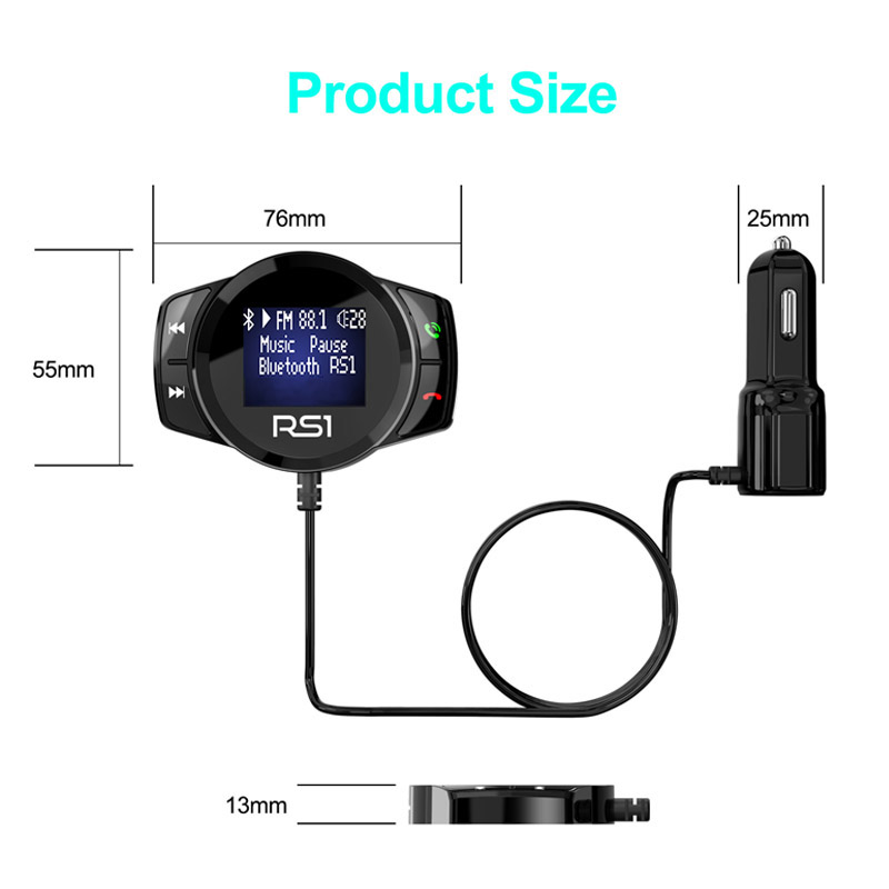 Bluetooth 5.0 Car Kit Handsfree FM Transmitter Car MP3 Player A2DP Wireless FM Modulator Support TF Card U Disk Playback