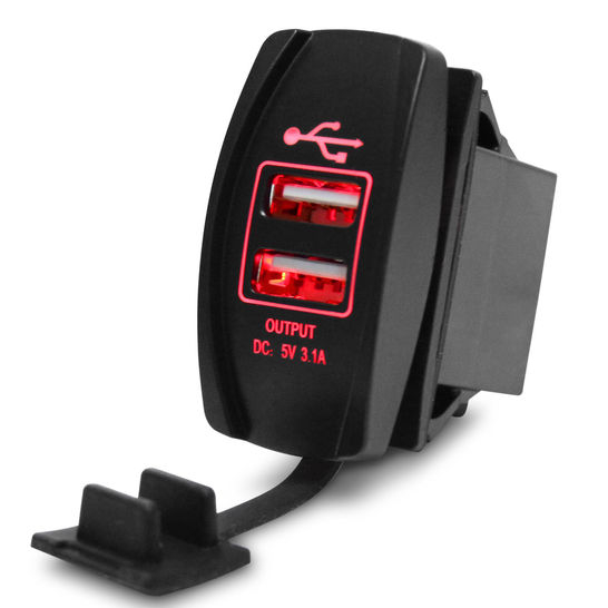 Car Dual USB Charger Cover for Motorcycle Auto Truck ATV Boat 12V-24V LED Dual USB Socket Mount Charger Power Adapter