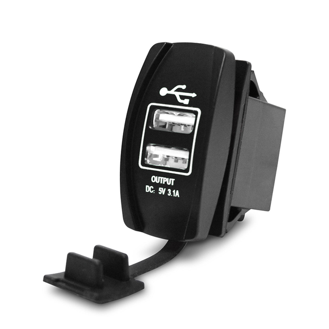 Car Dual USB Charger Cover for Motorcycle Auto Truck ATV Boat 12V-24V LED Dual USB Socket Mount Charger Power Adapter