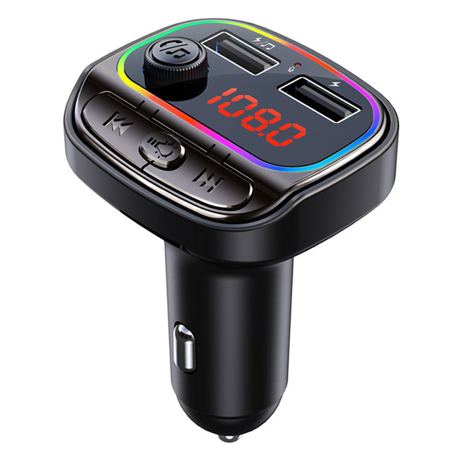 FM Transmitter Colorful Light TF Card U Disk Music MP3 Player USB Car Charger Handsfree Bluetooth-compatible 5.0 Car Kit