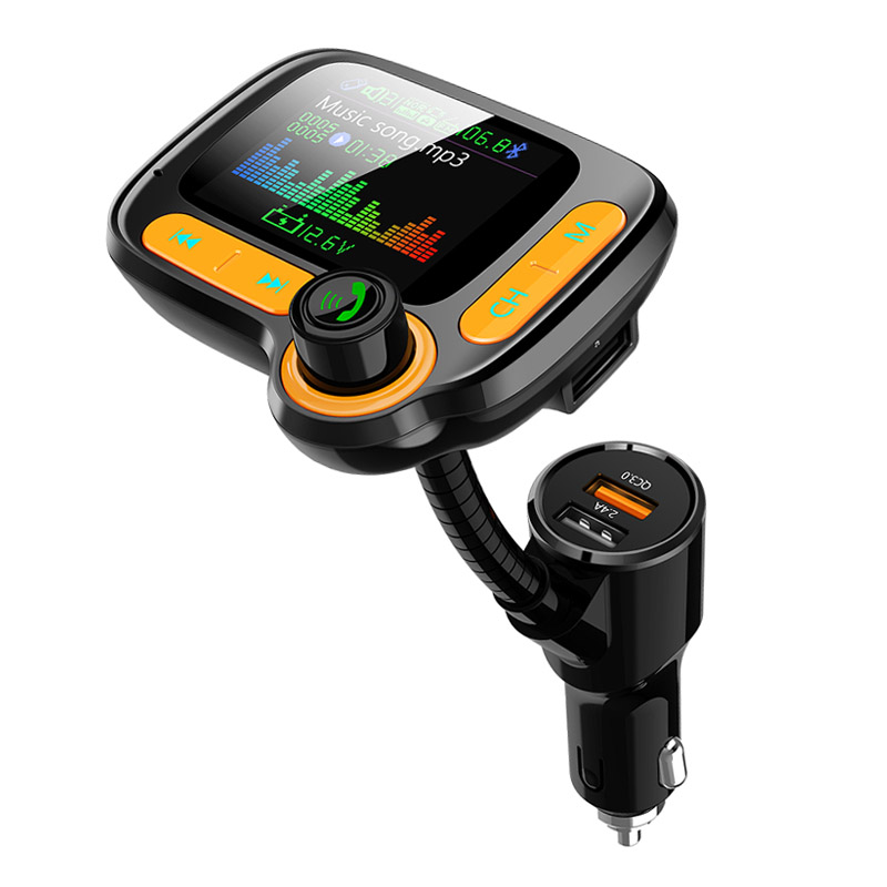 Bluetooth 5.0 Car Kit Handsfree FM Transmitter AUX Audio Receiver Quick Charge QC3.0 Support TF card / U Disk Playback