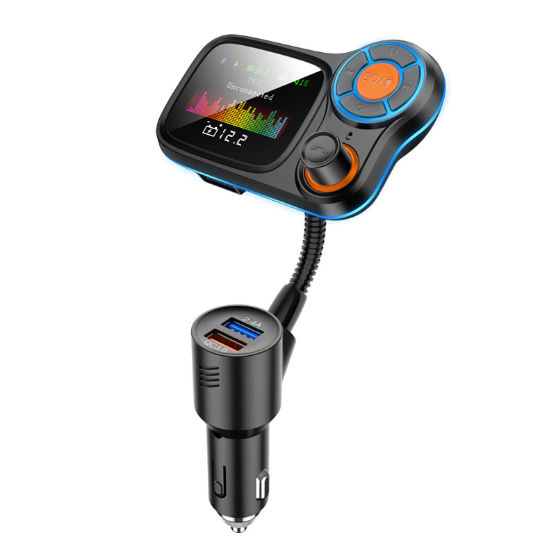 Bluetooth 5.0 Car Kit Handsfree FM Transmitter AUX Audio Receiver Car MP3 Player QC3.0 Quick Charge with LED Light