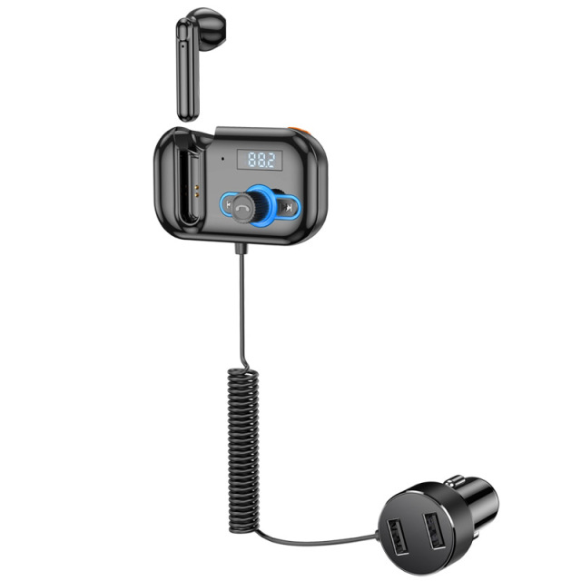 Handsfree Headset Earphone Private Call MP3 Player Audio Receiver USB PD Fast Charging Bluetooth Car Kit FM Transmitter