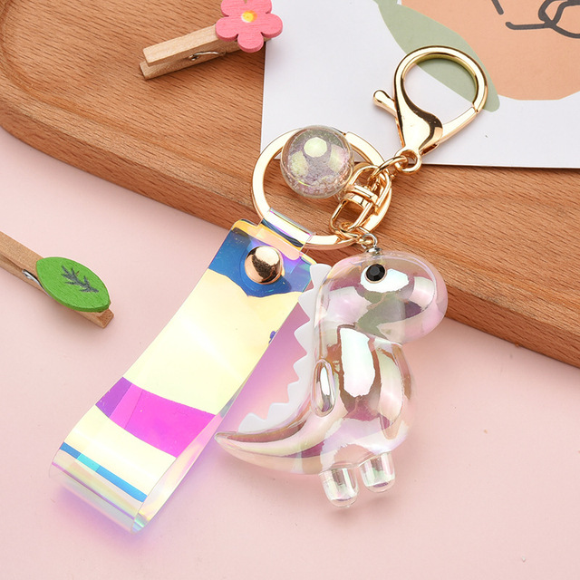 Creative Cartoon Symphony Dinosaur Doll Keychain Acrylic Animal Charm Pendant Couple Car Keychain Bag Pendant Keyirng Gifts