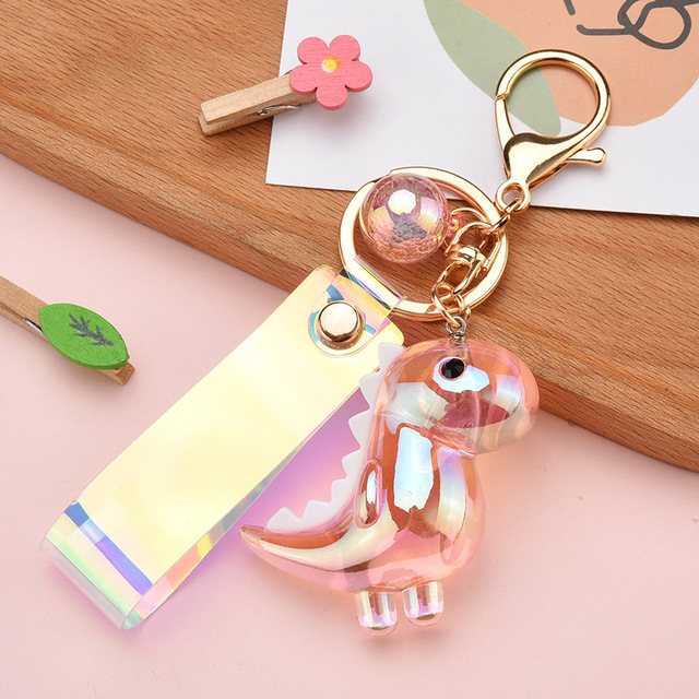 Creative Cartoon Symphony Dinosaur Doll Keychain Acrylic Animal Charm Pendant Couple Car Keychain Bag Pendant Keyirng Gifts