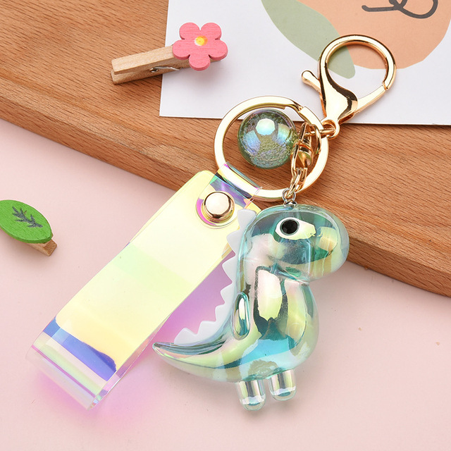 Creative Cartoon Symphony Dinosaur Doll Keychain Acrylic Animal Charm Pendant Couple Car Keychain Bag Pendant Keyirng Gifts