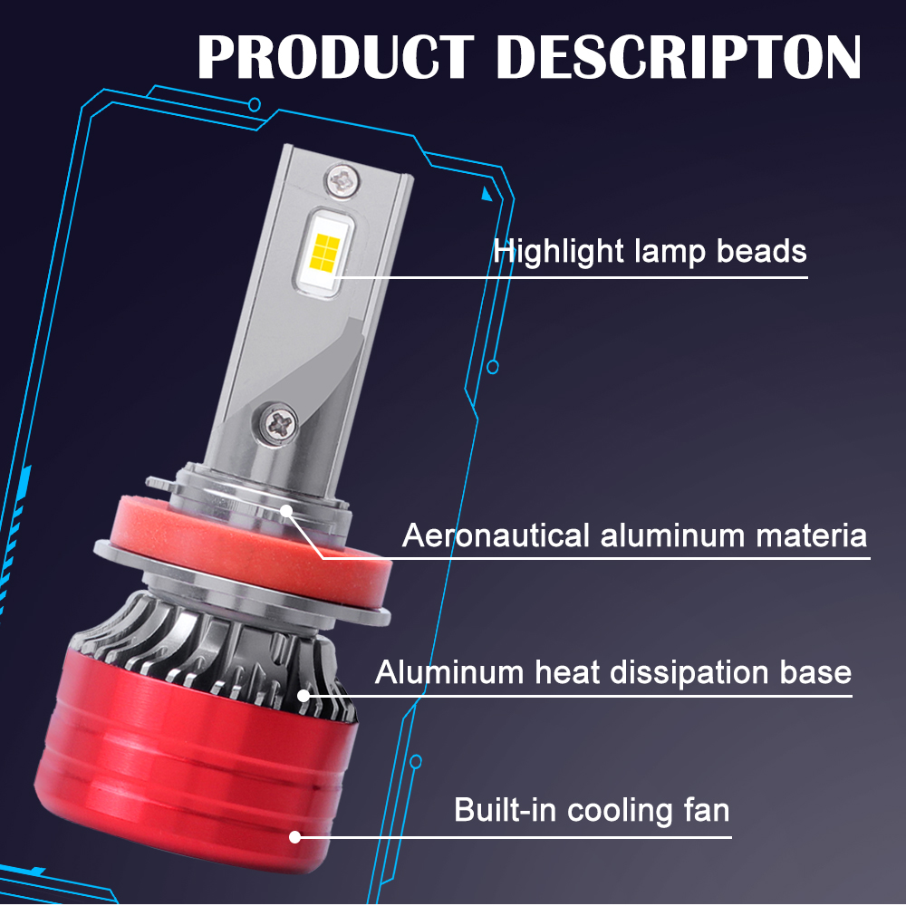 New 120W 30000LM Car Led Headlight H1 H3 H4 H7 Mini Canbus H8 H11 9005 HB3 9006 HB4 High Beam Auto Lights Bulb Automobiles Turbo