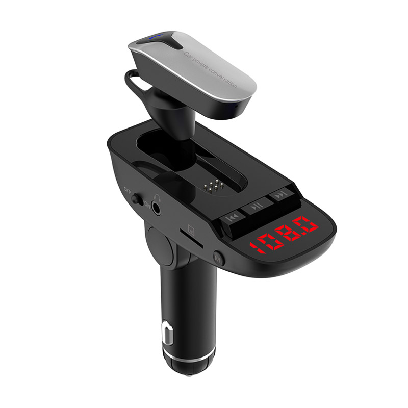 Car Kit Headset FM transmitter Bluetooth Handsfree AUX Audio Music MP3 Player USB Charger Support TF Card / U Disk Play