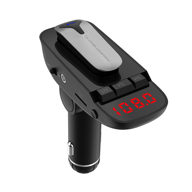 Car Kit Headset FM transmitter Bluetooth Handsfree AUX Audio Music MP3 Player USB Charger Support TF Card / U Disk Play