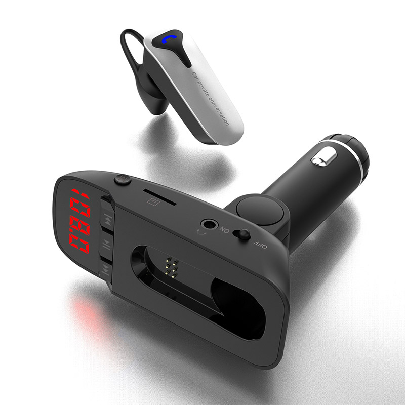 Car Kit Headset FM transmitter Bluetooth Handsfree AUX Audio Music MP3 Player USB Charger Support TF Card / U Disk Play