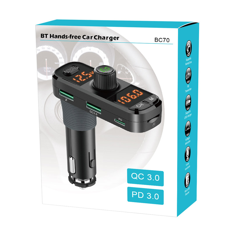 Bluetooth 5.0 Car Kit Handsfree Wireless FM Transmitter AUX Audio Receiver Car MP3 Player with PD18W QC3.0 Quick Charge
