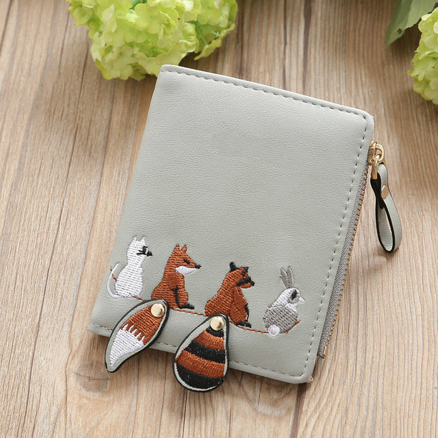 High quality Women's Wallet Lovely Cartoon Animals Short Leather Female Small Coin Purse Hasp Zipper Purse Card Holder For Girls