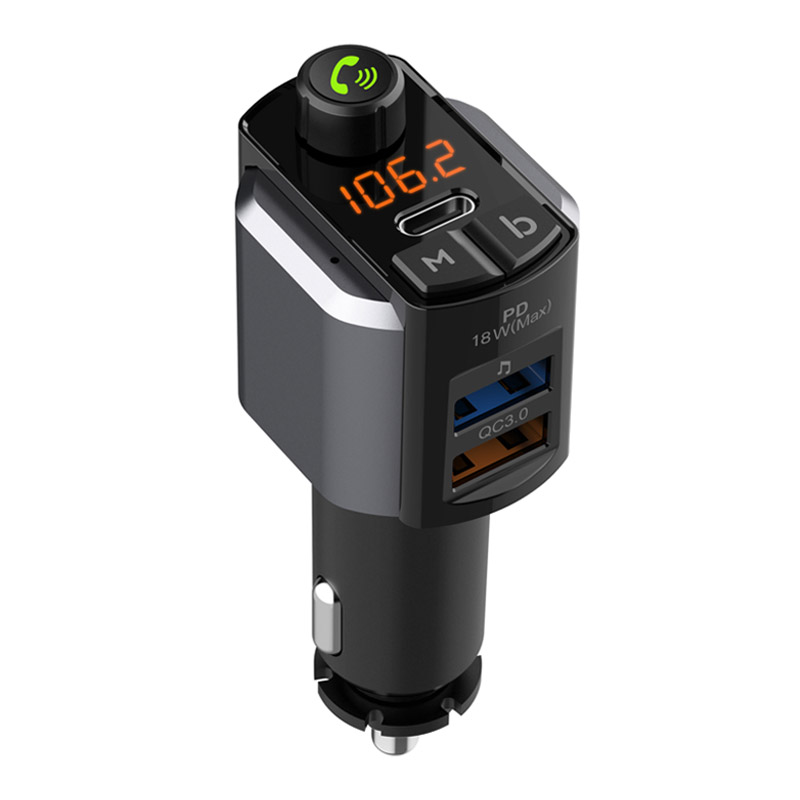 Bluetooth 5.0 Car Kit Handsfree Calling FM Transmitter Car MP3 Player Dual USB PD18W + QC3.0 Quick Charge Car Charger