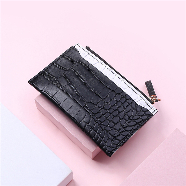 Business Card Holder Wallet Women  Credit Card Holder Case PU Leather Zipper Card Bag ID Case