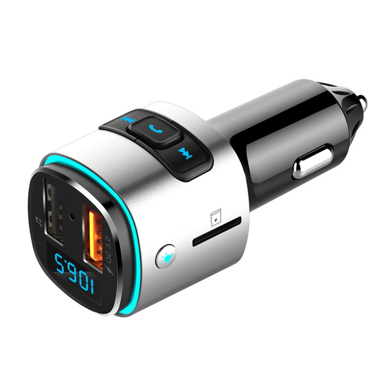 Bluetooth Car kit Handsfree FM Transmitter Music Play Car MP3 Player QC3.0 3.1A USB Car Charger With Colorful LED Light