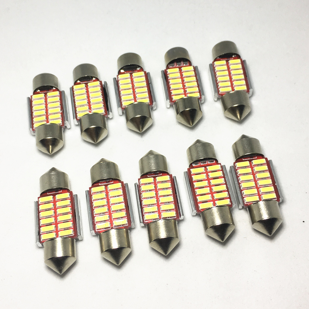 10PCS Festoon 31mm 36mm 39mm 42mm LED Bulb C5W  Super Bright 4014 SMD Canbus Car Styling Light Auto Interior Doom Lamp 12V
