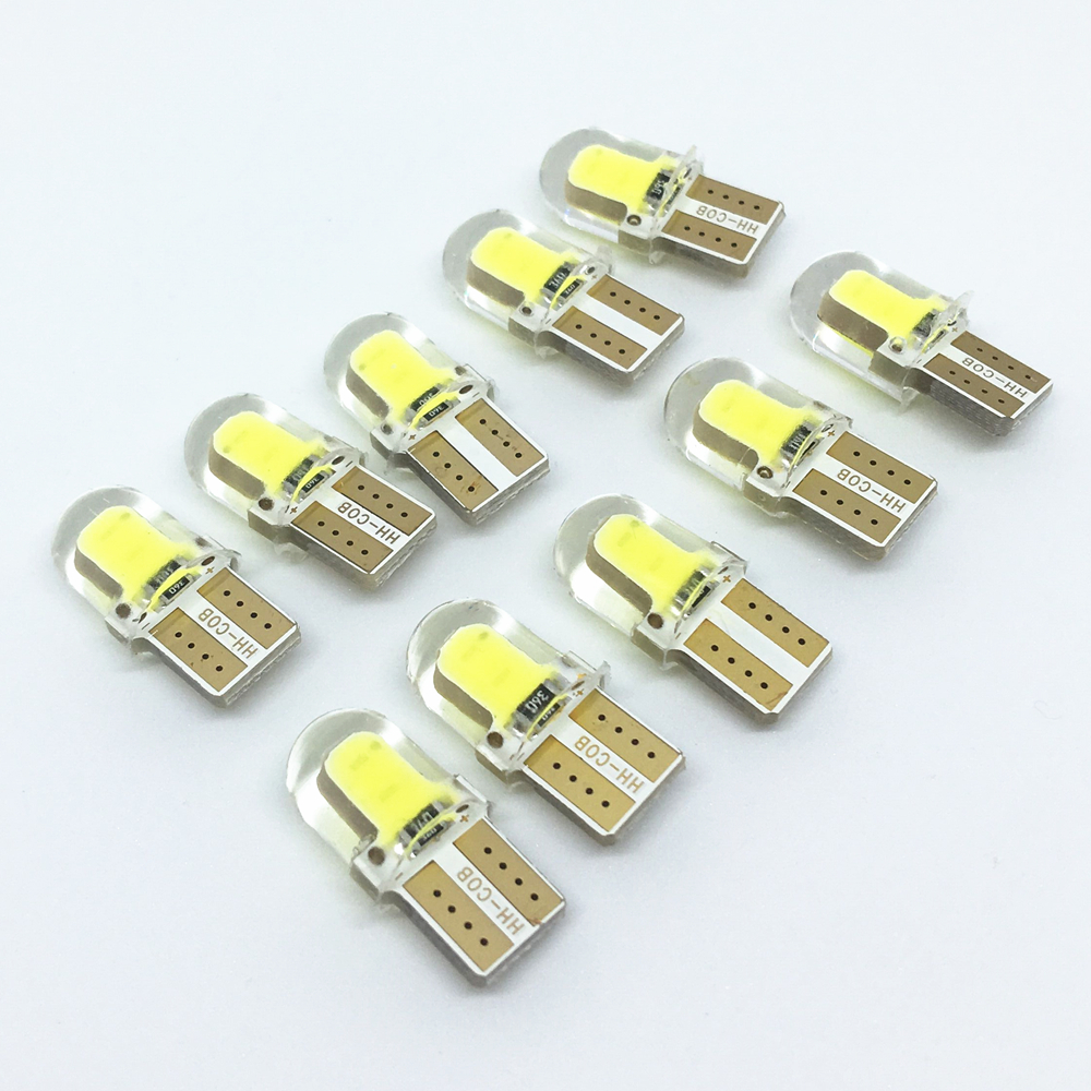 10Pcs  T10 Led Cold White 194 W5W LED Plate Light 168 COB Silica Car Super Bright Turn Side License  Lamp Bulb DC Auto 12V