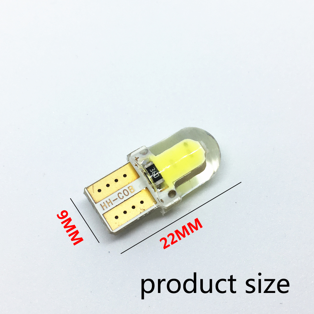 10Pcs  T10 Led Cold White 194 W5W LED Plate Light 168 COB Silica Car Super Bright Turn Side License  Lamp Bulb DC Auto 12V