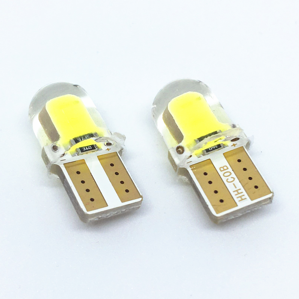 10Pcs  T10 Led Cold White 194 W5W LED Plate Light 168 COB Silica Car Super Bright Turn Side License  Lamp Bulb DC Auto 12V