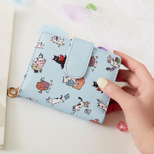Wallets Women Cartoon Printed Money Bags Womens Sweet Pink Mini Bags Coin Purse Card Holder Fashion Girls Foldable New