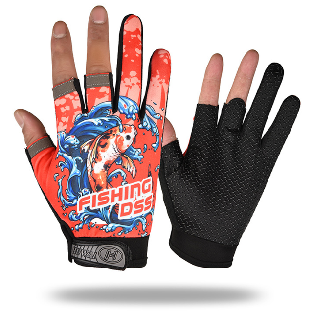 3 Finger Men Cycling Gloves Pattern Universal Fishing Gloves Breathable Outdoor Angling Sunscreen Anti-Slip Gloves Sports Gloves