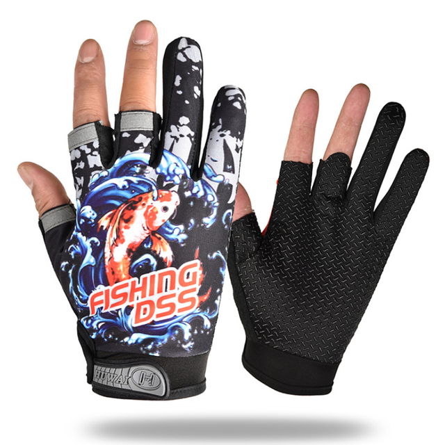 3 Finger Men Cycling Gloves Pattern Universal Fishing Gloves Breathable Outdoor Angling Sunscreen Anti-Slip Gloves Sports Gloves