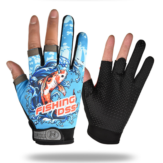 3 Finger Men Cycling Gloves Pattern Universal Fishing Gloves Breathable Outdoor Angling Sunscreen Anti-Slip Gloves Sports Gloves