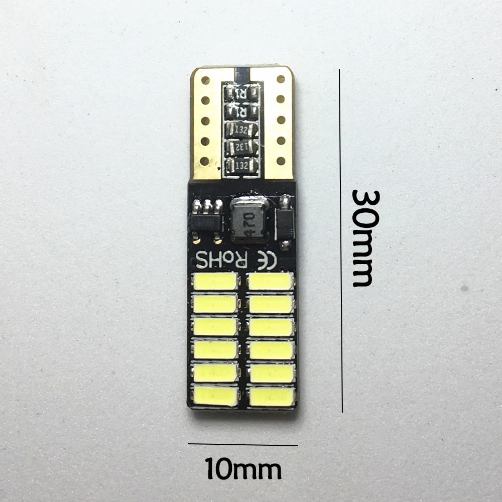 10PCS T10 LED 4014 SMD 24 leds Light Non polarity Canbus with bulbs W5W  194 168 LED white blue ice blue red yellow lamp DC 12V