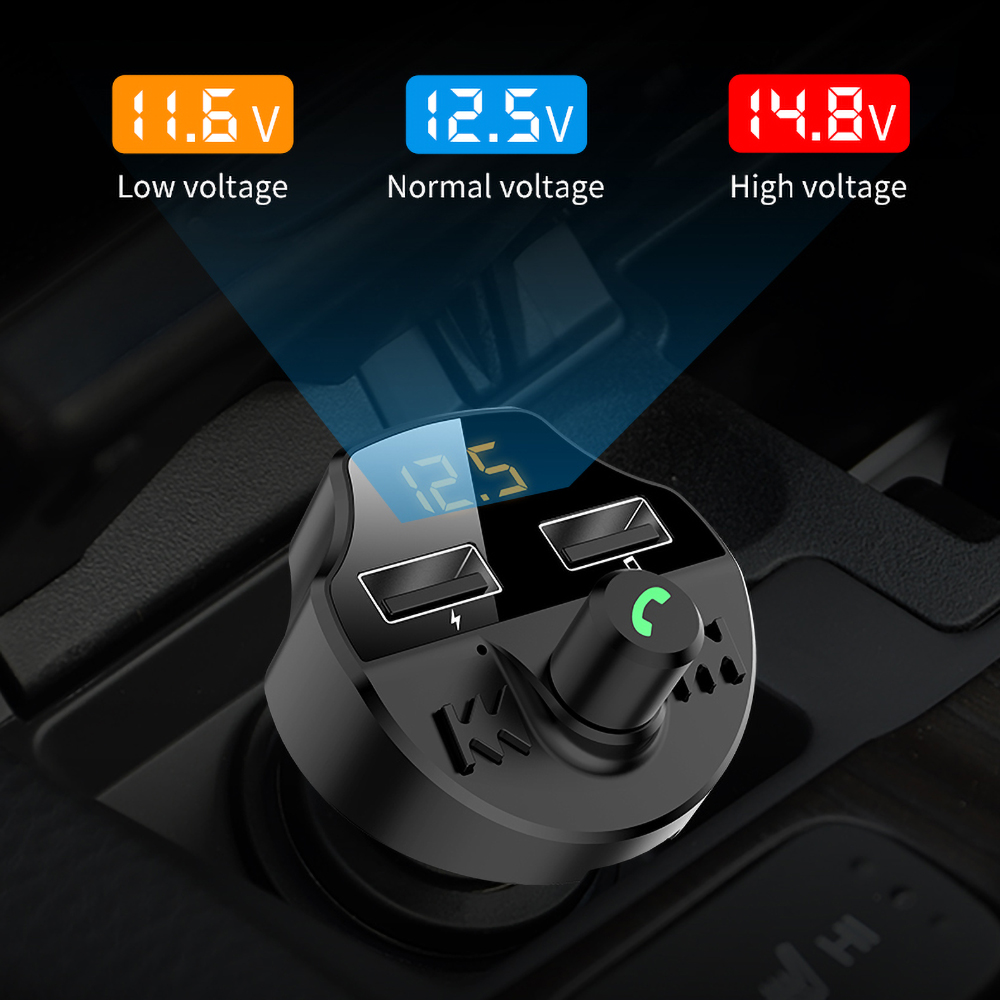 3.1A Dual USB Fast Car Charger Wireless Car MP3 Music Player TF Card Bluetooth 5.0 FM Transmitter Voltage LCD Display