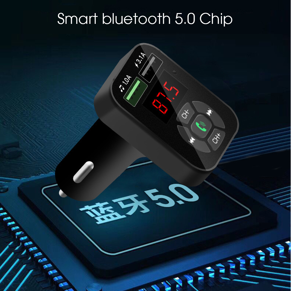 Hot 4.1A Quick Car Charger Handsfree FM Transmitter Aux Modulator Bluetooth Car Kit Car Audio MP3 Player Adapter USB TF Card