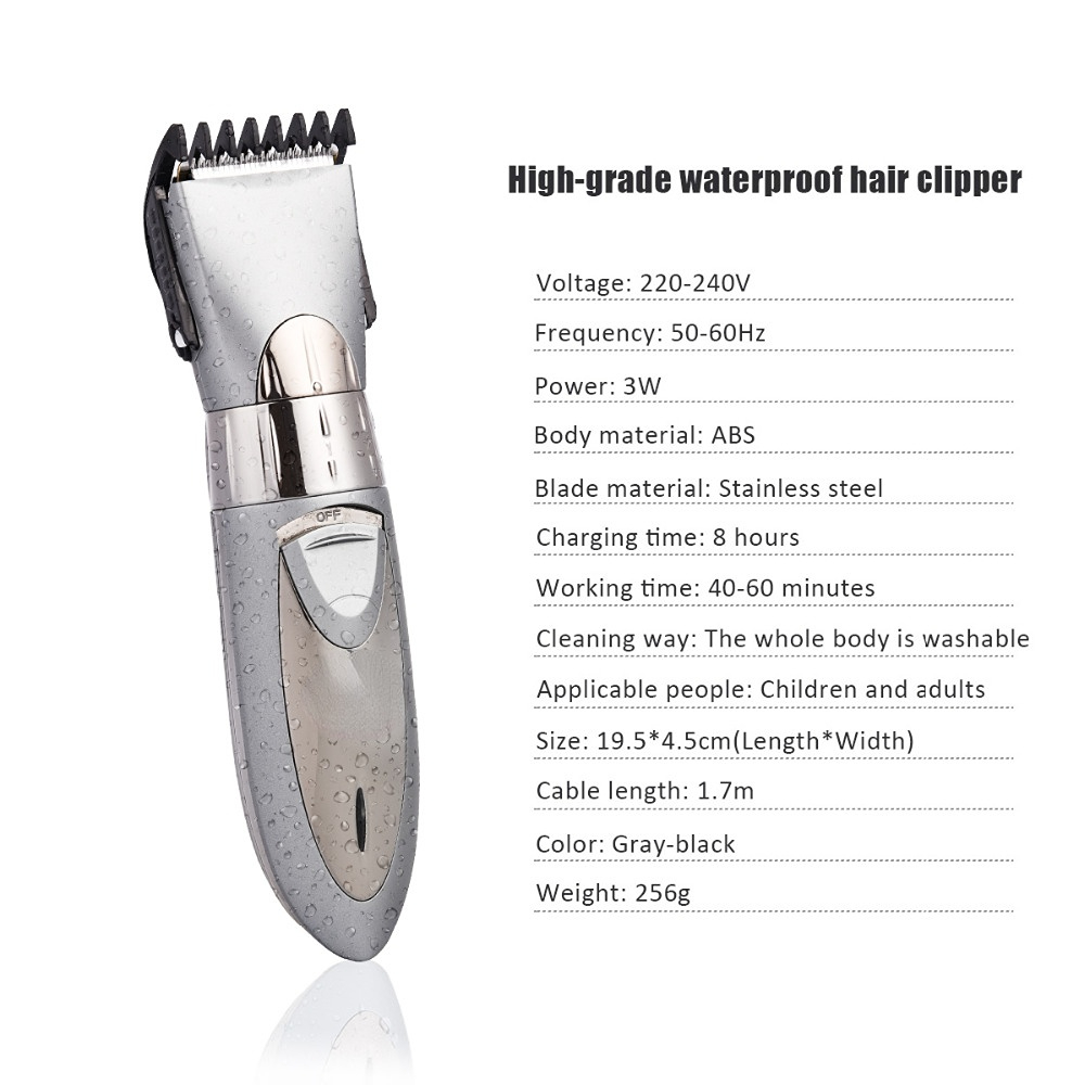 Electric Hair Clipper Professional Waterproof Hair Cutting Machine Rechargeable Hair Razor Water Resistant Beard Trimmer