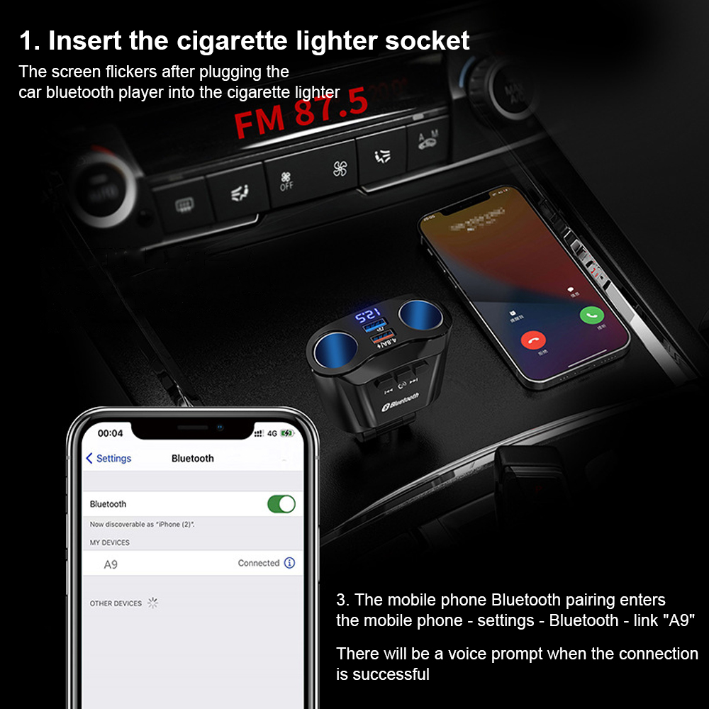 Car Cigarette Lighter Socket Splitter Plug 12V-24V LED Dual USB Charger Plug Power Adapter For Mobile Phone DVR Accessories