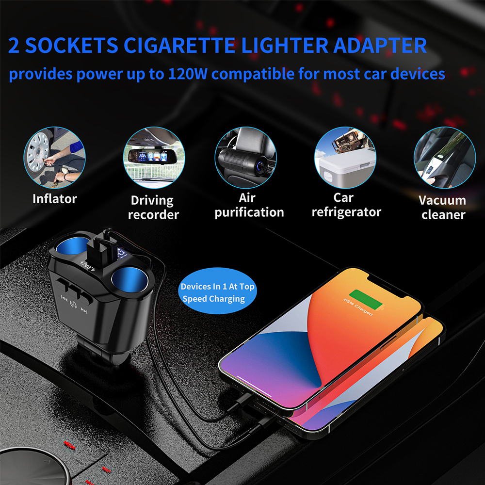Car Cigarette Lighter Socket Splitter Plug 12V-24V LED Dual USB Charger Plug Power Adapter For Mobile Phone DVR Accessories