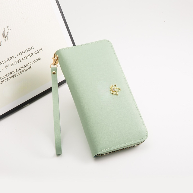 Women Long Wallet Cute Leather Maple Leaf Wallets Pocket Purse Card Holder Patchwork Wallet Female Short Coin Purse Money Bag