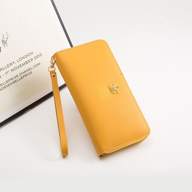 Women Long Wallet Cute Leather Maple Leaf Wallets Pocket Purse Card Holder Patchwork Wallet Female Short Coin Purse Money Bag