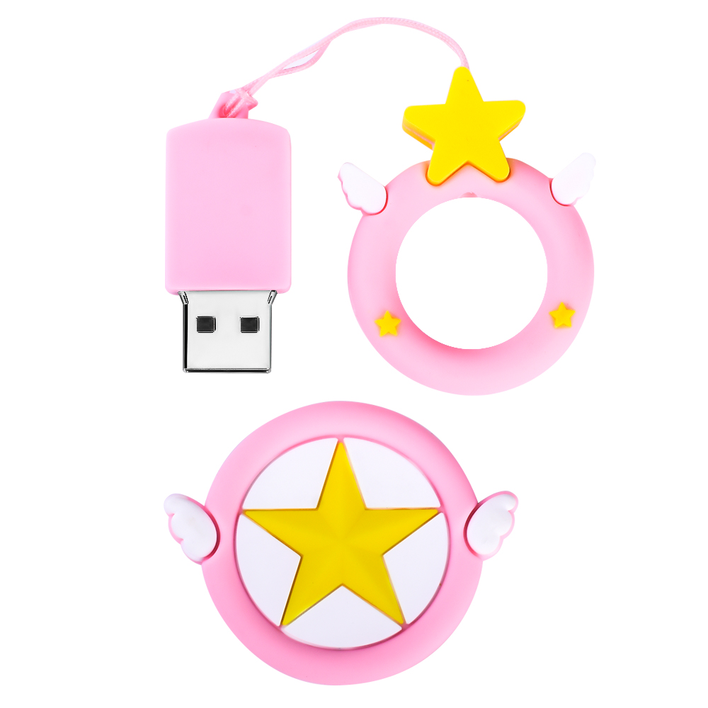 Cartoon USB Flash Drive 64GB Cute Pink Stars Pen drive