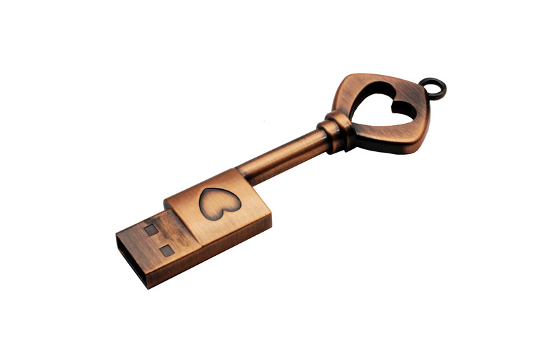 copper love heart shaped key usb flash drive pendrive pen drive