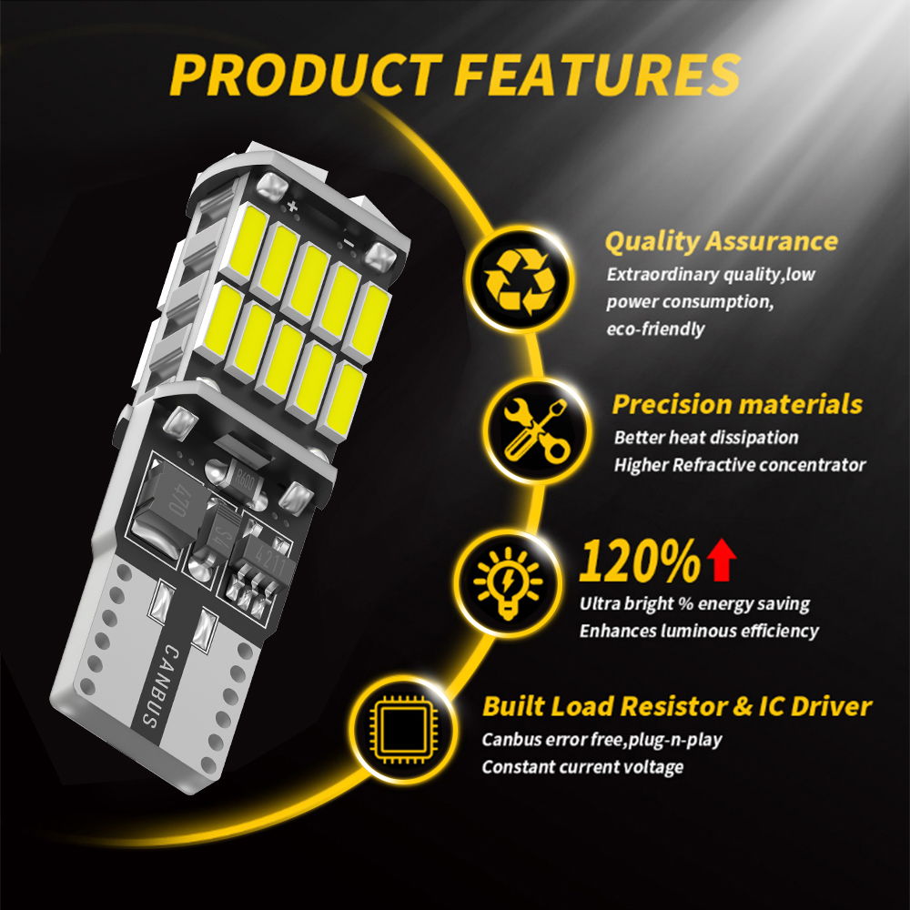 2PCS Auto T15 W16W 921 912 T16 902 LED Bulbs High Power 45pcs 4014SMD Super Bright 1200LM Replace for Car Reversing Light White