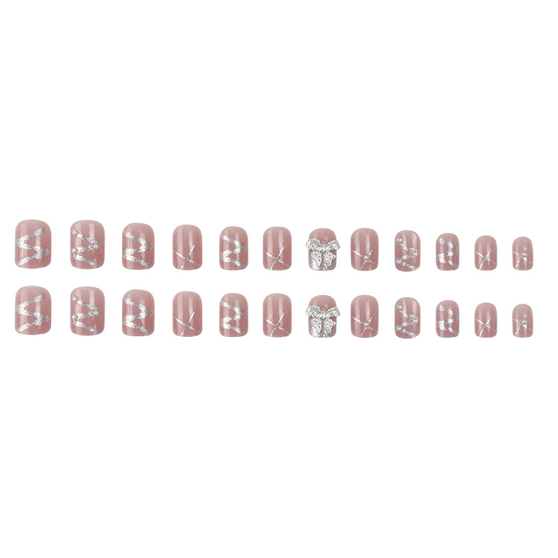 Fake nail manicure finished product removable temperament high-end light luxury bow streamer wearing manicure nail piece nail sticker