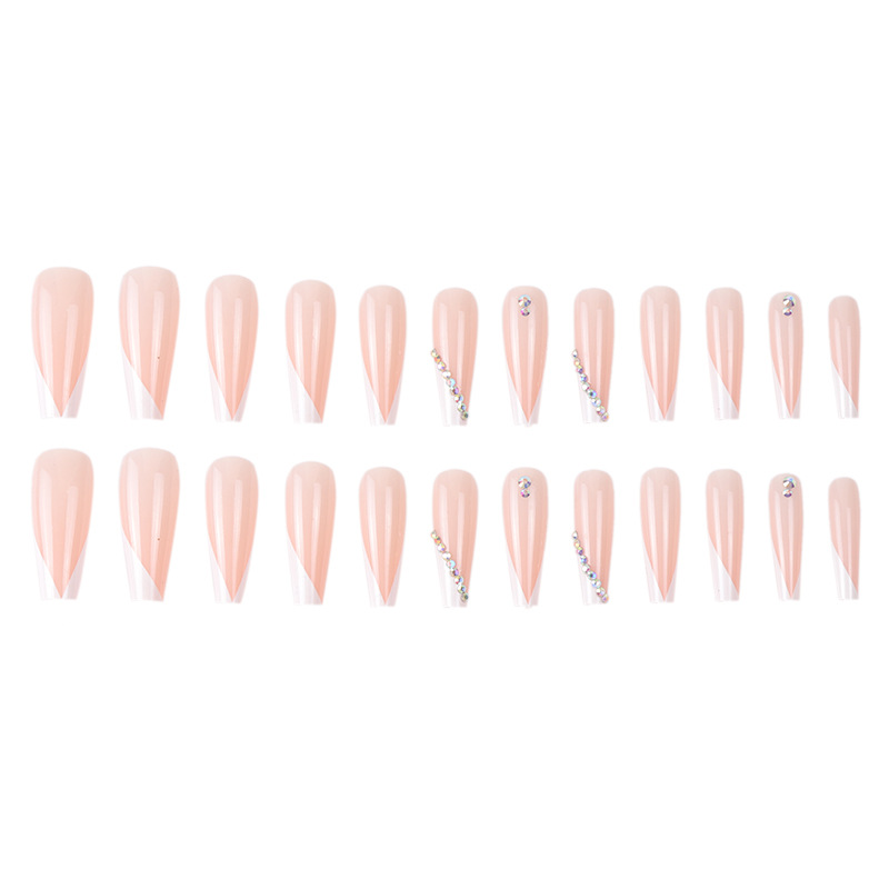 Long Ballet Point Drill French Nail White V-shaped French Nail Patch